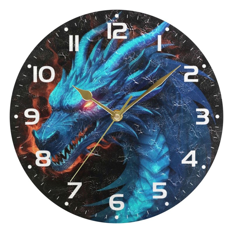 YETTASBIN Dragon Wall Clock, Silent Non Ticking Battery Operated Creative