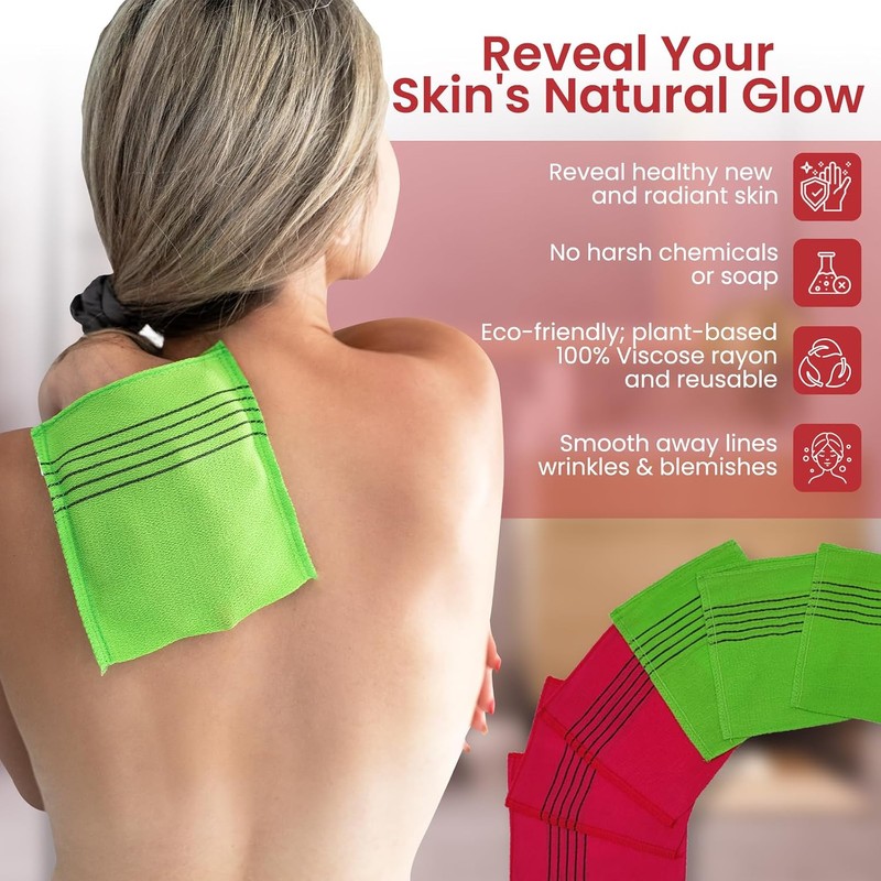 Mantones de baño exfoliantes asiáticos etreetowel etreetowel6 paquete de 6