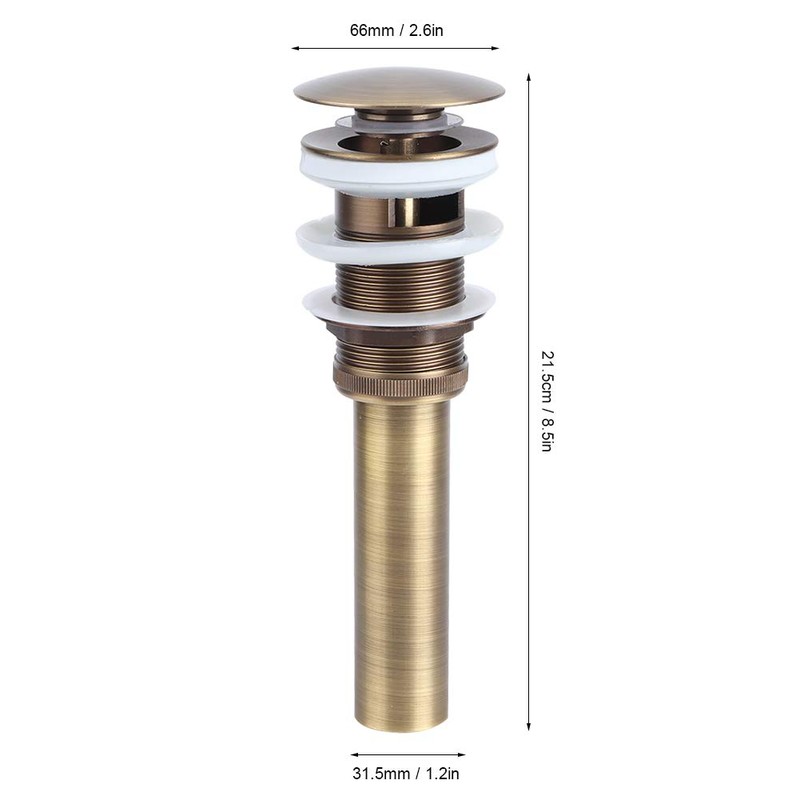 Sink Drain Stopper Antique Brass Sink Strainer for 40-45mm Mounting
