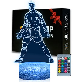 Magiclux Portugal Footballer No. 7 Night Light 3D Optical Illusion Lamp with Remote Control 16 Colours Changing Birthday Christmas Idea Gifts for Football Fan Boys Girls Teenagers Men