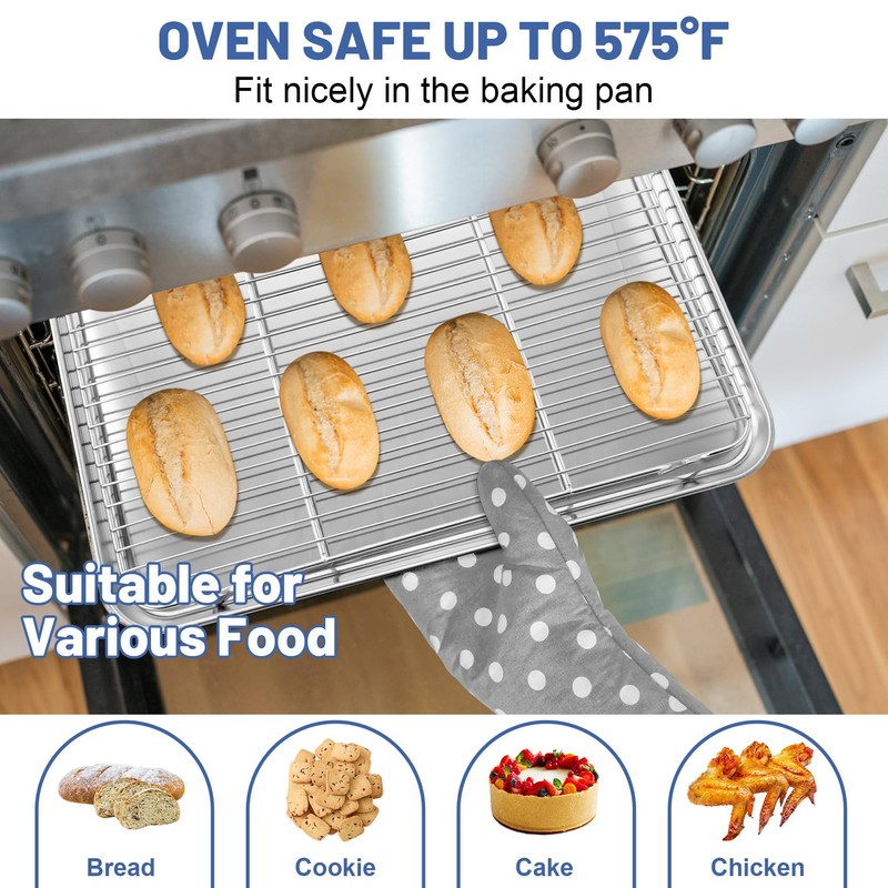 TeamFar Cooling Rack, 16.6” x 11.45” Stainless Steel Wire Baking