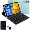 2025 Latest 11 inch 2K Tablet with Keyboard Android 14 2000x1200 2 in 1 Tablets PC, T616 Octa Core, 18GB RAM+128GB ROM, 5+5+13MP Camera, 9000mAh Battery 4 Speakers, 5G WiFi, with Case, Stylus - Green