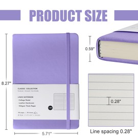 EMOMAS Lined Journal Notebook, (Mauve), 160 Pages, Medium 5.7 inches x 8 inches - 100 gsm Thick Paper, Hardcover