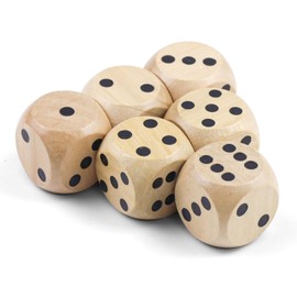 QUTHZZHY Pack of 6 Large Wooden Dice, Game Dice 30 mm, Wooden Game Dice, Large Dice Wooden Set, Game Cube with Dots, for Board Game Lessons, Board Games, Card Games, Party Games Accessories (30 mm)