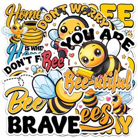 Bee Sticker 8 Pcs (Large Size) Vinyl Stickers Laptop Waterproof Decal for Car Bumper Water Bottle Notebook Luggage Window Funny Party Birthday Decorations - Size 4 Inches