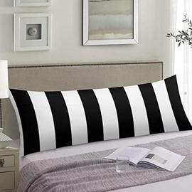 Black White Body Pillow Cover White and Black Stripe Cushion Long Pillowcase with Zipper Decorative Luxury Soft Modern Bedding Pillow Cases Farmhouse Striped Pillow Covers for Couch,Sofa 20"x54"