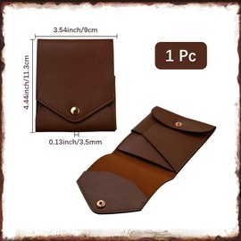 CALFOVERA Multifunctional Compact Wallet Handmade Faux Leather Banknote Storage with Pen Slot Brown Slim Minimalist Bifold Card Holder for Men Daily Commuting Business Travel Thin Credit Card, Brown