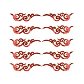 5 Pair of Embroidery Sequin Applique Sewing Flower Fabric Collar Patch Motif Wedding Bags Dress Pillow Sewing Accessories Embellishment (Red)