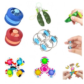 8 Pcs Spinning Track Balls,Flippy Chains,Peapod Fidget Toy,Sensory Relieves Stress Toys for Relieving Stress, Anxiety，Focus and Relaxation