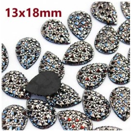 Unbranded 10 pcs Druzy Resin Embellishment Cabochons Gunmetal – 18mm x 13mm – Shimmer