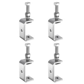 sourcing map 4pcs 304 Stainless Steel C Clamps 2.17" (55mm) Wide Jaw Opening Wood Clamps Metal U Beam Clamp for Woodworking Welding Building Household Mounting