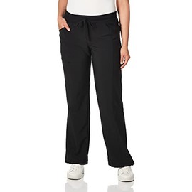 Infinity Cherokee Drawstring Pant for Women Straight Leg with 360 Stretch, Wrinkle-Resistant & 4 Pockets 1123AP, S Petite, Black