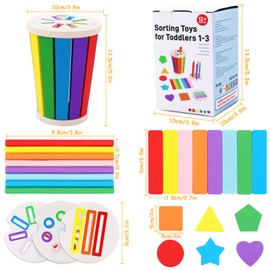 vnfsmy Children's Montessori Toy Wooden Colour Shape Sorting Toy, Motor Skills Toy, Children's Colours Learning Wooden Toy, Sensory Toy, Wooden Toy from 3 Years, Gifts Children