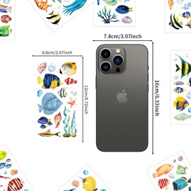 Tropical Ocean Fish Temporary Tattoos,10 Sheets Ocean Animals Under The Sea Marine Life Fake Tattoo Stickers Waterproof Cartoon Tattoos for Boys Girls Kids Party Supplies