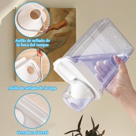 Dispensador de Detergente para Ropa Sucia,Dispensadores de Jabón Líquido de 1800ml, Dispensador de Detergente Líquido para Organización de Lavandería,con 10 Etiquetas Extraíbles para Suavizante etc