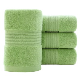 Pidada Hand Towels Set of 4 100% Cotton Absorbent Soft Towel for Bathroom 35 x 75 cm (Green)