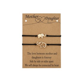 Kysin Chiys Adjustable Cute Animals Elephant Matching Bracelet Mother Daughter Bracelets Set for 2 Mom Daughter Mothers Day Gift - Gold