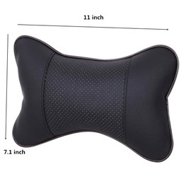 Lurowo Pack of 2 PU Leather Car Neck Pillow Car Seat Head Neck Support Headrest Breathable Cushion Shock Absorption Anti Fatigue Car Decor Accessories, Black
