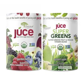 Terra-Kai Organics Juce Super Fruit and Veggie Blend Drink, Garden Apple and Garden Berry Combo, total 60 Servings (Pack 2)