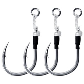 Dr.Fish 10 Pack Fishing Jigging Hook Heavy Duty Assist Single Hooks Saltwater Vertical Jig Replacement Hook Slow Pitch Jig Lure Tuna Mackerel Flounder Offshore Fishing 6/0
