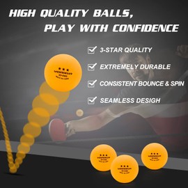 50-Pack 3-Star 40+ ABS Ping Pong Balls, Advanced Training Table Tennis Balls for Beginners and Professinals, with Good Spin and Bounce, Ideal for Indoor and Outdoor, Entertainment Games