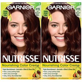 Garnier Hair Color Nutrisse Nourishing Creme, 415 Soft Mahogany Dark Brown (Raspberry Truffle), 2 Count