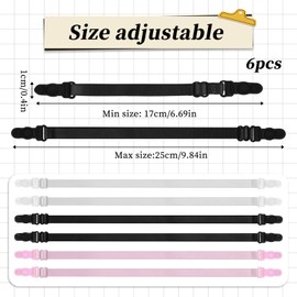 3 Pairs Bra Strap Clips Bra Strap Holders for Slipping Elastic Straps Adjustable Keep Bra Straps In Place, Black / White / Pink