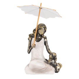 BRABUD Cat Snuggle up to Girl, Resin Statue, Animal Lovers and Cat Owners Gift, Modern Pet Friendship Decor, Home Bedroom Living Room Shelf Decoration Collectible Gift (White) TQSHBS13