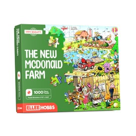 The New McDonald Farm -1000 Piece Puzzle for Adults, Hand-Drawn Cartoon Illustration of Funny Farm Animals, Puzzle 1000 Pieces, by Ellee Hobbs