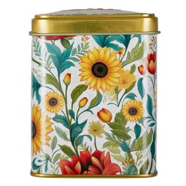 New English Teas Victorian Sunflower Tea Tin with 40 English Afternoon Teabags, Inspired by Embroidery & Textile Styles