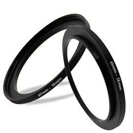 49mm-58mm Step Up Ring(49mm Lens to 58mm Filter, Hood,Lens Converter and Other Accessories) (2 Packs), Fire Rock 49-58 Aerometal Camera Lens Filter Adapter Ring…