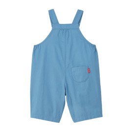 MIKI HOUSE 10-3348-687 WEB Exclusive Overalls, 6/4 Length, Logo, Plain, Overalls, Overalls, 100% Cotton, For Boys, Girls, Babies, Kids, Children's Clothing, blue, S