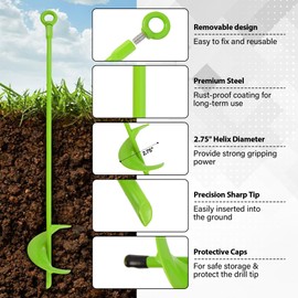 MAZING Ground Anchor Kit 18 Inch Long, 4PC Heavy Duty Spiral Blade Earth Anchors Kit Screw in, Auger Stake for Camping Tent, Trampoline, Canopies, Carport, Swing Set, Securing Animals, Sheds