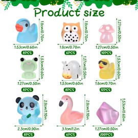 66 Pcs Luminous Mini Figurines and 200 Pcs Luminous Ice Mini Resin Animals Tiny Animals Figurines Glow in The Dark Miniature Animals for Micro Dollhouse Landscape Aquarium Decorations