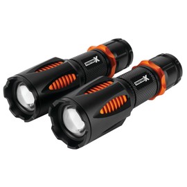Performance Tool W2671 2Pk Fpx Flashlights W/ Pouch, Adjustable Duofocus Beam, Warm White LED, Water and Impact Resistant