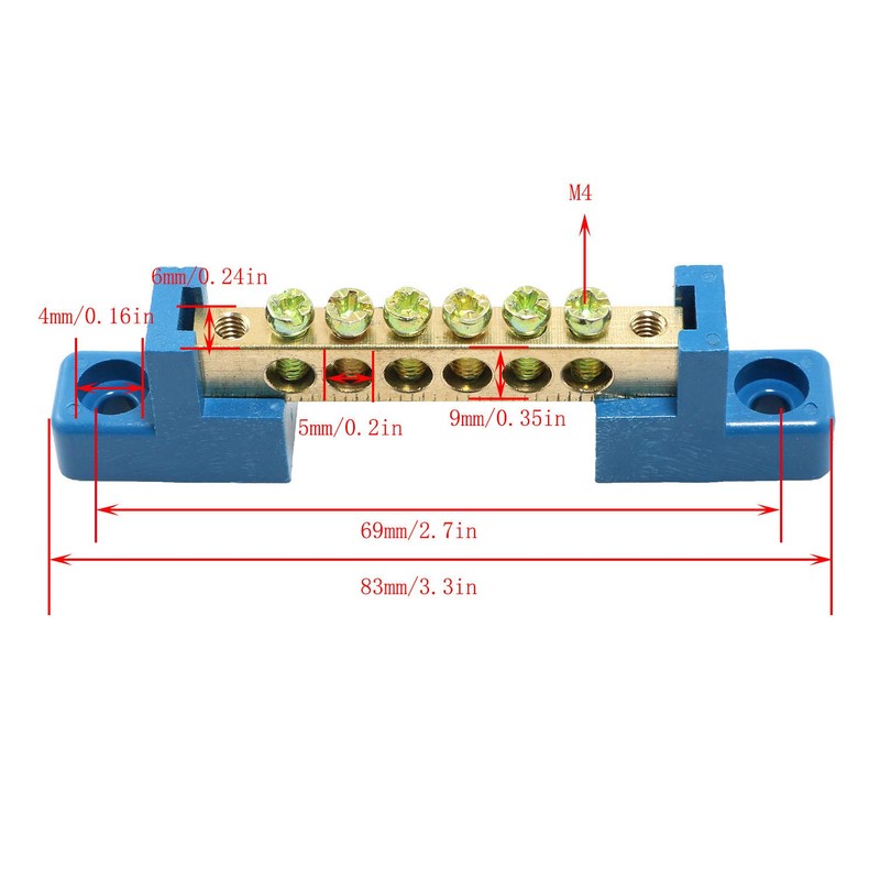 RLECS 2pcs Terminal Bus Bar Terminal Block Brass Wire Screw