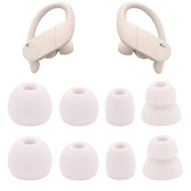 Replacement Eartips Compatible with Powerbeats Pro, Replacement Earbuds Silicone Ear Tips Eargels Set - Small, Medium, Large and Double Flange (4 Pairs)（Ivory White）