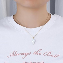Pearl Cross Necklace Baroque Pearl Necklace Pearl Cross Necklace for Women Gold Chunky Pearl Pendant Necklace Jewelry Gifts
