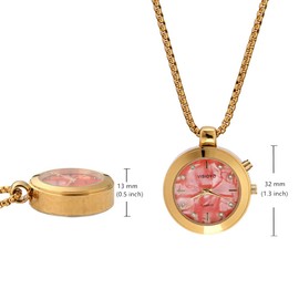 Ladies Pendant Talking Watch with Alarm, Talking Date and Time, Gold Plated Necklace Watch
