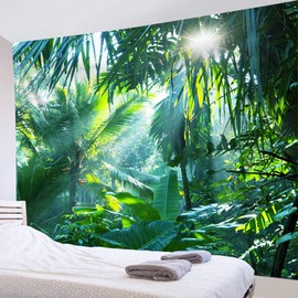 LB Jungle Wall Towel Tropical Palm Leaf Wall Hanging Green Botanical Plant Tapestry for Living Room Bedroom Dorm Wall Decoration 200 x 150 cm