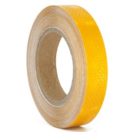 XFXIA Reflective Tape, Waterproof Self Adhesive Dot Reflective Tape Outdoor Safety Caution Reflector for Trailers, Bikes, Cars（Yellow, 1 Inch x 65 Feet）
