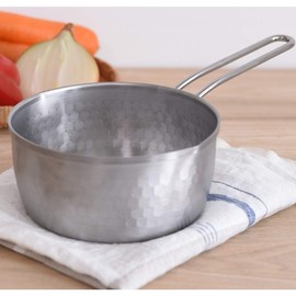 Ernest A-77454 Tsubame Sanjo Snow Flat Pot (One-Handed Pot), Induction / Dishwasher Safe, 5.9 inches (15 cm), Stainless Steel (Rust Resistant), Hammered (Resistant to Deformation/Increased Durability), Both Sides Spout (Easy to Pour Anything), Milk Pan, 