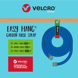VELCRO Brand Easy Hang Garden Hose or Extension Cord Holder Organizer Variety Pack. Holds up to 100lbs. Heavy Duty Straps Perfect for Shed or Garage Organization. 3-pk 10",14" and 18", Black