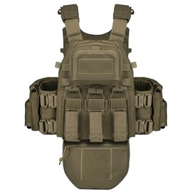 YAKEDA Tactical Training Vest with PALS System - Multi-Pocket Adjustable Straps Quick-Release Buckle for Hunting (US, Alpha, One Size, Regular, Regular, Tan)