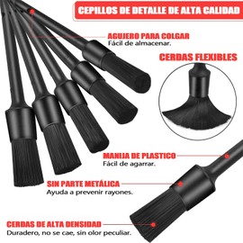 HEKE Kit de cepillos para Detalles de automóviles, cepillos de Limpieza con Diferentes tamaños para Limpiar el Interior y el Exterior del automóvil, el Motor y Las Rejillas de ventilación (5pk-Negro)