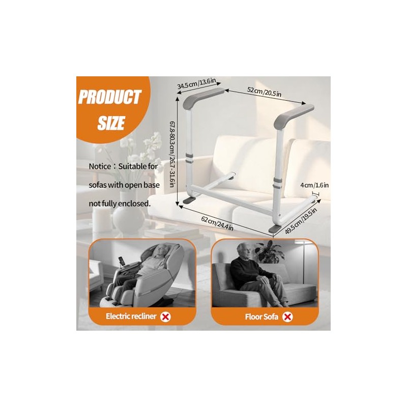 Stand Assist Aid for Elderly,Height Adjustable Mobility Standing Aid Rail