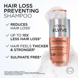 L'Oreal Paris ELVIVE Growth Booster Shampoo, 200ml / 6.76 fl oz