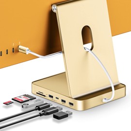 Minisopuru USB C Hub for iMac 24 Inch 2021/2023, iMac Accessories Supports M.2 NVMe SSD, iMac USB Hub for iMac M1/M3, iMac USB Adapter with USB A/C 10Gbps, SD/TF, M.2 SSD (Not Included), Yellow