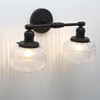 JIMUBEAM 2-Lights Industrial Glass Wall Sconces, Antique Brass Clear Striped