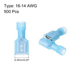 QUARKZMAN Pack of 500 Female Blade Receptacles, 16-14 AWG Nylon Quick Connector Cable Connector Crimp Terminal Insulated for Car Boat, Blue
